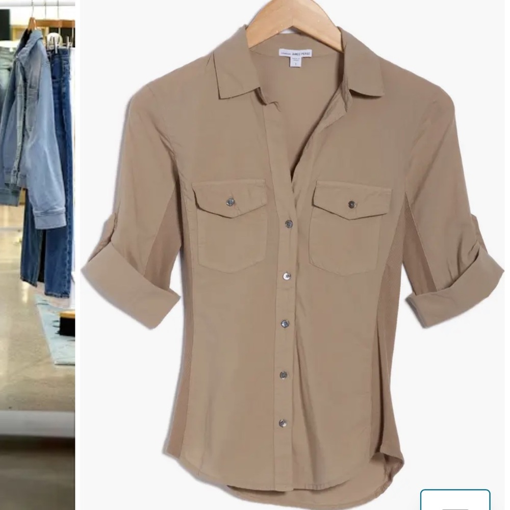 James Perse Slub Side Panel Button Down Shirt - image 2